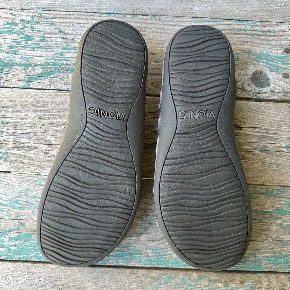 Vionic Gray Suede Slip-On Mules with Crisscross Straps - Picture 6 of 9